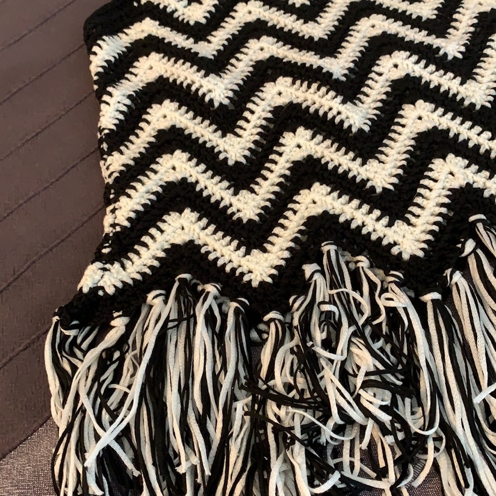 Black White Chevron Crochet Halter Tank Top S M Free People Judith March Hippie - Picture 4 of 6